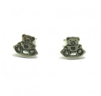 E000624 Sterling silver earrings solid 925 Teddy Bear Empress 